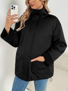 SHEIN Veste de maternité d'allaitement décontracté 3-en-1 pour l'automne/l'hiver - Noir - Voir 4