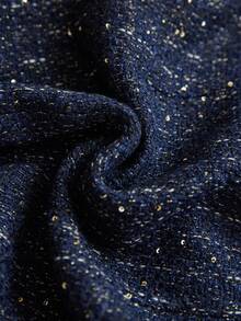 Aveloria بليزر نسائي بياقة مستديرة وأكمام طويلة وكتف محشو ومزين بالخرز والتويد مع حزام - متعدد الألوان - مشاهدة 8