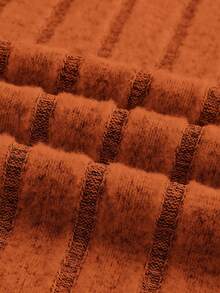 SHEIN Tall CURVE 大码女式纯色罗纹针织铅笔裙 - 鏽棕色 - 查看 5