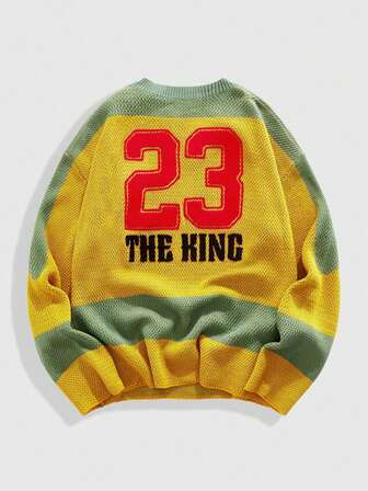 Street Life Jersey de punto de cuello en V de manga larga con contraste de color para hombre, otoño e invierno