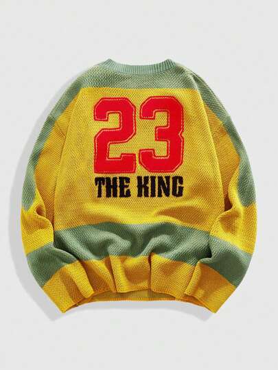 Street Life Jersey de punto de cuello en V de manga larga con contraste de color para hombre, otoño e invierno