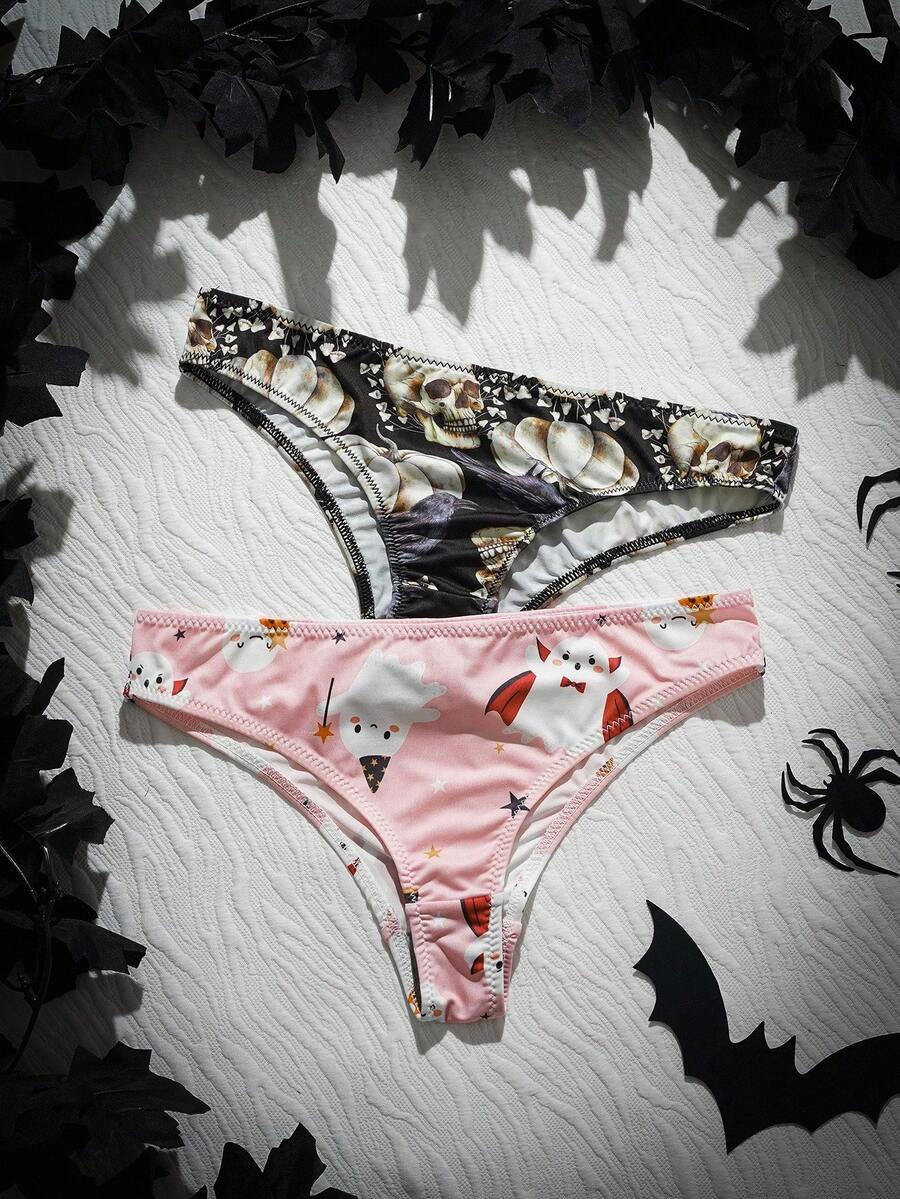 AltCore 2 sztuki/zestaw seksowne, minimalistyczne, codzienne majtki damskie na Halloween