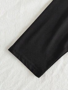 SHEIN 2 件套女婴休闲条纹领长袖上衣和百搭裤子套装，适合春秋冬 - 紫色 - 查看 3