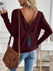 EMERY ROSE T-shirt col rond à manches longues avec design dos torsadé