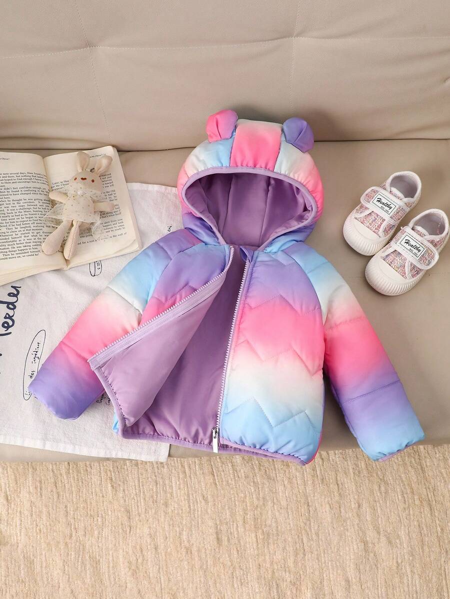 SHEIN Playful Pals 女宝宝秋冬外套休闲风格彩色保暖幼儿夹克 - 彩色 - 查看 1