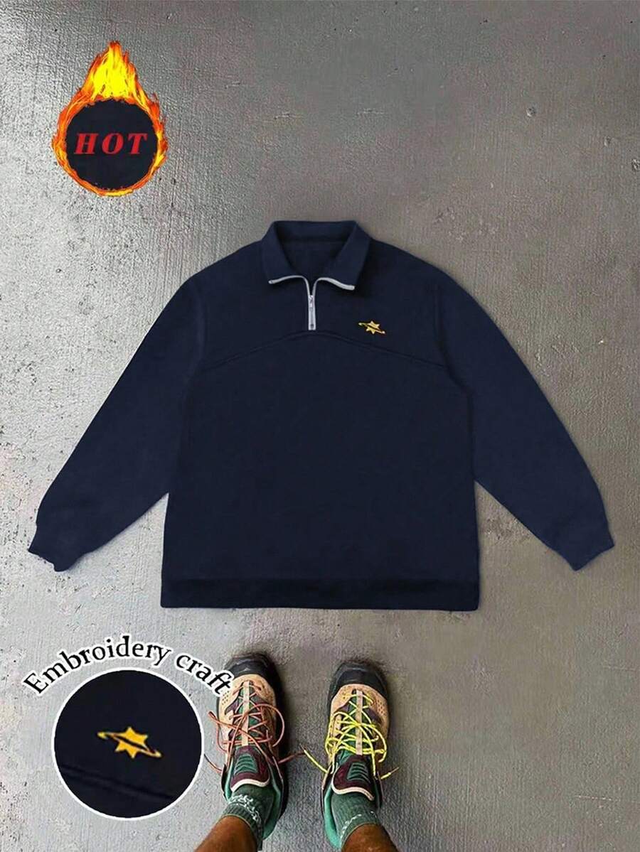 Manfinity Dauomo Herren Fleece Kapuzenpullover mit Reißverschluss in Große Größen, Herbst/Winter