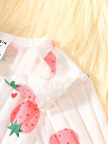 2pcs/Set Newborn Baby Girls Cute Cartoon Strawberry Print Knitted Elastic Ribbed Long Sleeve Top And Elastic Waist Pants, Suitable For Spring, Summer, Autumn And Winter, Suitable For Daily Life And Leisure Fall - Multicolor - View 8