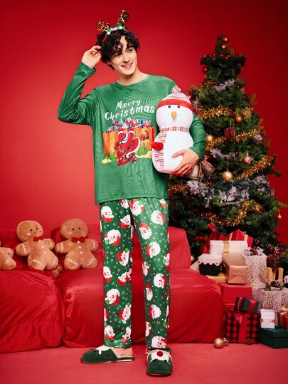 NotGurli Plus Size Men Christmas Element Pajama Set