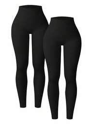 Easithlete 2 paquets de leggings côtelés pour femmes - Leggings de yoga à taille haute avec contrôle du ventre et levage des fesses, taille fine, pour le sport, la course, le cyclisme, le yoga, le pickleball, l'exercice, la forme et le modelage du corps. Leggings côtelés à taille haute avec compression pour l'entraînement