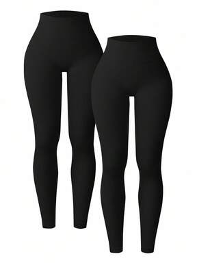 Easithlete 2 paquets de leggings côtelés pour femmes - Leggings de yoga à taille haute avec contrôle du ventre et levage des fesses, taille fine, pour le sport, la course, le cyclisme, le yoga, le pickleball, l'exercice, la forme et le modelage du corps. Leggings côtelés à taille haute avec compression pour l'entraînement