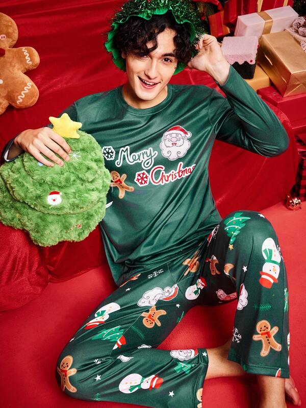 NotGurli Plus Size Men Christmas Element Pajama Set