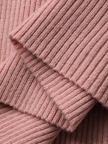 DAZY Elegant V-Neck Ruffle Trim Fitted Sweater Dress, Suitable As Undershirt Or Layering Piece With Coats, Autumn/Winter - Pink - View 7