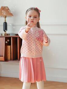 Souflis Souflis 少女波点图案3D蝴蝶结针织毛衣套装 - 粉色 - 查看 6