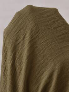 EMERY ROSE Women's Solid V-Neck Short Sleeve Button Front Blouse And Loose Fit Pants 2 Pieces Set - Brown - View 9