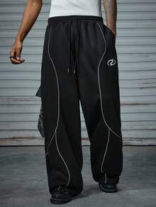 AXEPEAK Men's Contrast Trim Drawstring Waist Elastic Sweatpants