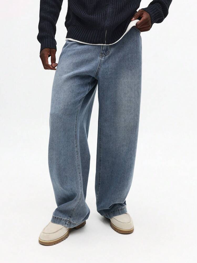 Vaqueros de corte barril con pierna ancha y corte relajado