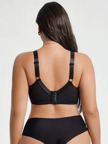 DesireSculpt 1件加大码蕾丝拼接无钢圈内衣文胸 - 黑色 - 查看 2