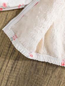 Jaqueta com capuz e forro térmico com estampa de rosas para bebês meninas (1 peça), ideal para outono/inverno, uso diário, recém-chegada.