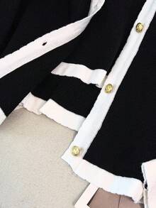 GlowEve CURVE 2件套：优雅撞色饰边大码针织开衫和背心