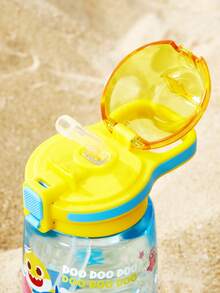 BABY SHARK X SHEIN 16 Oz / 500 Ml Tritan Material Water Bottle, With Silicone Straw And Pop-Up Nozzle Cap, Leak-Proof Design, Suitable For School And Travel Use, Suitable For People Over 4 Years Old,Back To School, Vacation