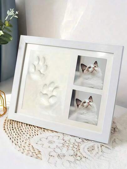 1Pc Clay Molds DIY Kit Paw Print Design Pet Photo Frame Memorial Set For Dog Cat Memorial Gift Pet Loss Keepsake Collection