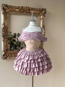 Lovelzi Elegant, Romantic, Fashionable, Sexy Grey-Pink Knitted Stretchy Halter Dress, Suitable For Nightclub, Party, Beach, Vacation, Shopping, Afternoon Tea, Cocktail Party