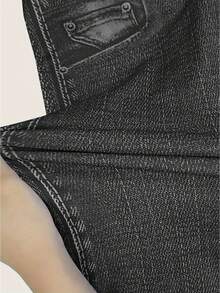 EMERY ROSE Women's Bestselling Denim Effect Print Casual Leggings - Grey - View 8