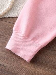 Tween flickor tröja set, rosa rund halsad knapp långärmad handgjord rosettstickad tröja + matchande färg veckad minikjol, lös passform, mjuk och bekväm, lämplig för vår/höst, vardag, utomhus, resor, semester, hem och barnlek - Rosa - Visa 4