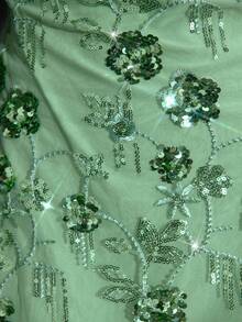 SHEIN BAE Vestido mini con tirantes de mujer de color verde sólido con bordado pesado de lentejuelas y espalda descubierta, adecuado para fiestas de cóctel, citas románticas, capas de otoño/invierno, reuniones, fiestas, noches de fiesta, eventos de discoteca - Verde - Ver 6