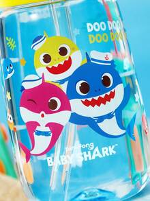 BABY SHARK X SHEIN 16 Oz / 500 Ml Tritan Material Water Bottle, With Silicone Straw And Pop-Up Nozzle Cap, Leak-Proof Design, Suitable For School And Travel Use, Suitable For People Over 4 Years Old,Back To School, Vacation