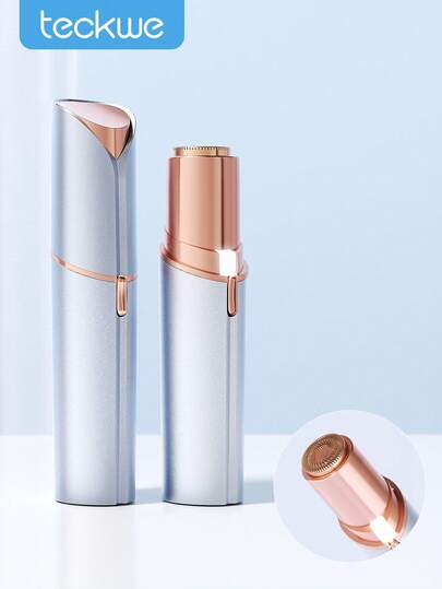 Teckwe Facial Hair Remover For Women, Rechargeable Electric Shaver And Razor, Painless Electric Hair Removal Device For Face Eyebrows Peach Fuzz Lips With Light, Perfect For Outdoors Travel Beach Halloween Party 