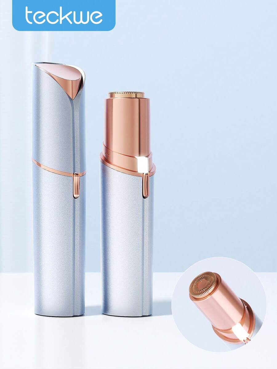 Teckwe Facial Hair Remover For Women, Rechargeable Electric Shaver And Razor, Painless Electric Hair Removal Device For Face Eyebrows Peach Fuzz Lips With Light, Perfect For Outdoors Travel Beach Halloween Party 