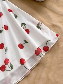 Soleia 女式夏季度假蓝白花卉网眼吊带裙 - 紅白色 - 查看 5