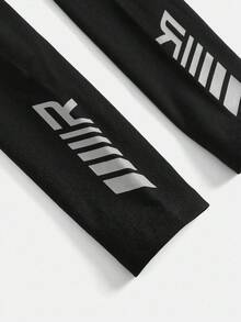 SHEIN Leggings básicos de cintura ajustada de punto para adolescentes - Negro - Ver 3