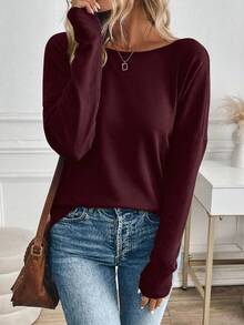 EMERY ROSE T-shirt col rond à manches longues avec design dos torsadé