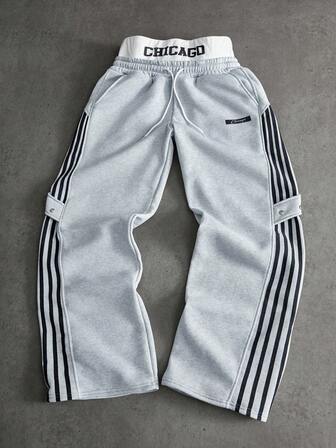 Manfinity Roughcore 男士 INS 芝加哥休闲街头服饰，说唱歌手男友丈夫礼物，周年纪念礼物，时尚阔腿运动裤