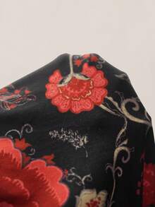 SHEIN ICON Áo hở lưng in hoa gợi cảm cổ yếm phong cách miền Tây Boho Y2K mùa hè dành cho nữ, mùa hè - màu đen - Xem 8