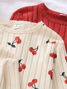 Set de 3 piezas Camiseta de manga larga casual y suave de punto a rayas para niños pequeños, con pantalón ajustado a juego, diseño de estampado, compra 1 set y llévate 2 sets gratis, versátil para viajes, hogar u uso al aire libre, adecuado para primavera, verano, otoño e invierno