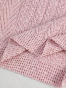 SHEIN 纯色V领休闲百搭长袖孕妇毛衣裙 - 粉色 - 查看 6
