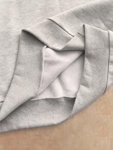 Manfinity VCAY Men's Drawstring Hooded Sweatshirt With Thermal Lining And Rhinestone Decor, Casual For Autumn/Winter - Light Grey - View 7