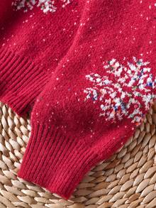 Rusticease 女士休闲雪花图案毛衣，秋冬乡村圣诞毛衣，新年秋冬毛衣 - 黑色 - 查看 4