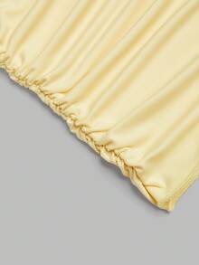 Sweetra 新款圆领贝壳装饰女式吊带背心，休闲百搭 T 恤 - 黃色 - 查看 3