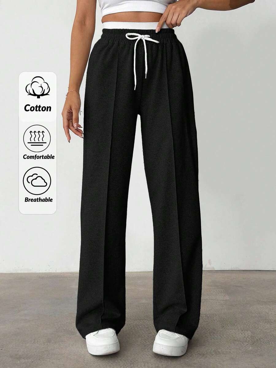 EURMUSE Damskie spodnie dresowe w swobodnym stylu, oddychające, z kolorowymi blokami i ściągaczem w pasie