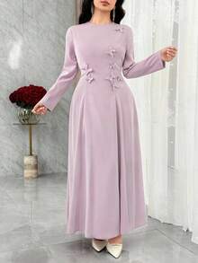 Modelyn Rozkloszowane arabskie sukienki dla kobiet z romantycznymi zdobieniami z motyli 3D i kryształków