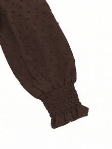 Breezaya Women's Deep V-Neck Puff Sleeve Cutout Blouse