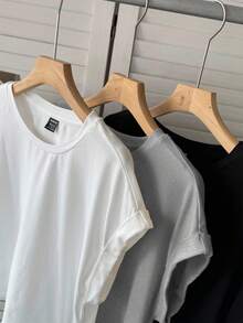 SHEIN LUNE 3 chiếc áo thun ngắn tay cơ bản màu trơn dành cho nữ, kiểu dáng thường ngày. - Xám - Xem 4
