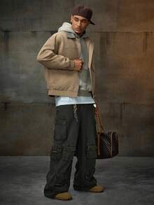 AXEPEAK Men's Solid Color Minimalist Casual Long Sleeve Jacket, For Fall, Winter