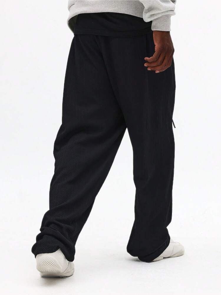 Textured Wide Leg Sweatpants With Elastic Ankles