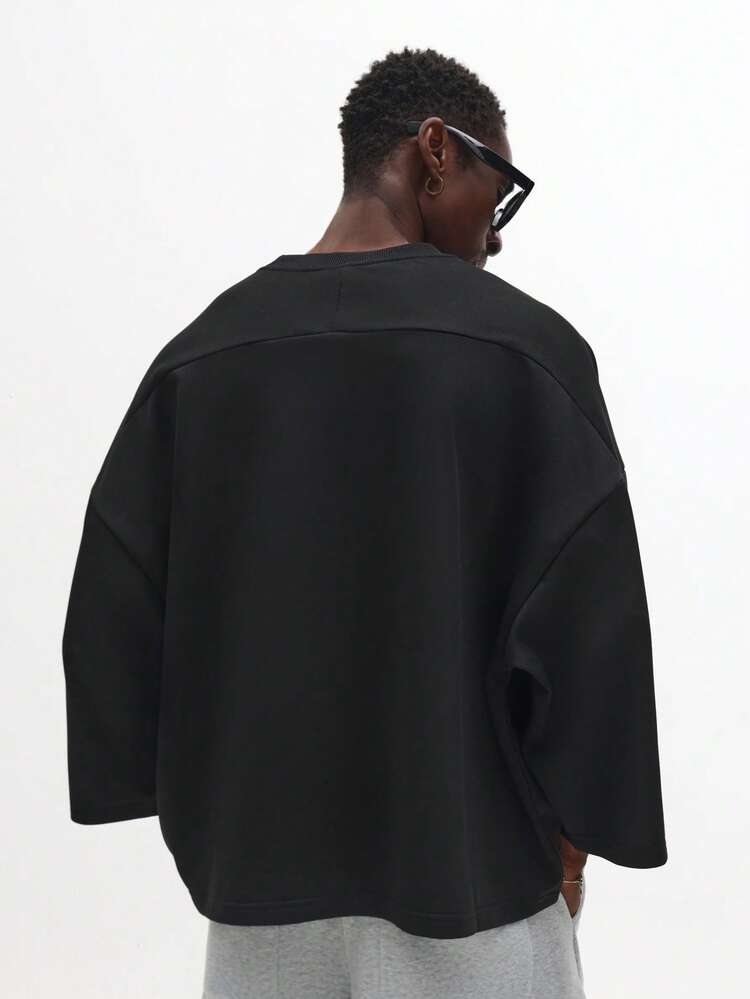 Boxy Cut T-Shirt With Ribbed Crew Neck