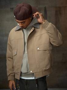 AXEPEAK Men's Solid Color Minimalist Casual Long Sleeve Jacket, For Fall, Winter